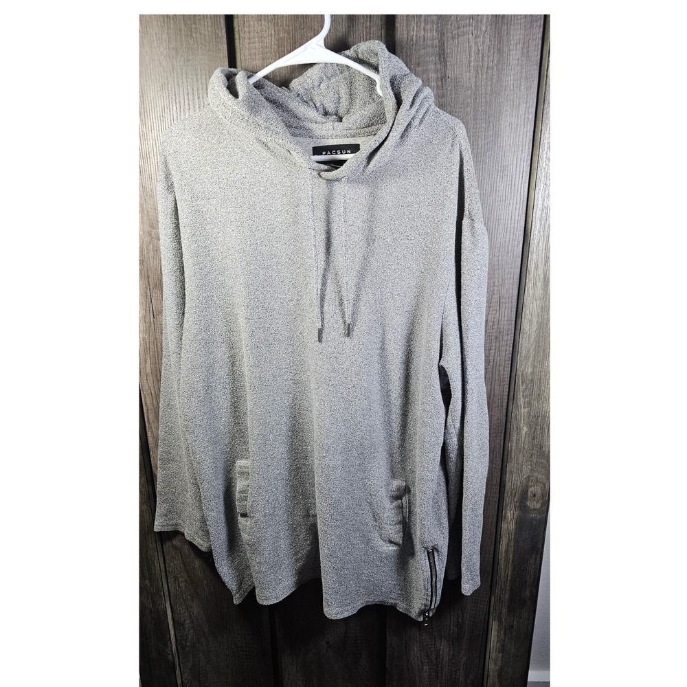 PacSun Gray Heathered Hoodie Oversized Zip Pocket Drawstring Men's XL
